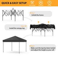 Garvee 10' x 10' Pop Up Canopy Tent, Waterproof UPF50+ Instant Shelter with Roller Bag, Sandbags, Stakes & Ropes for Market, Camping, Party & Patio