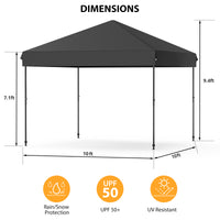 Garvee 10' x 10' Pop Up Canopy Tent, Waterproof UPF50+ Instant Shelter with Roller Bag, Sandbags, Stakes & Ropes for Market, Camping, Party & Patio