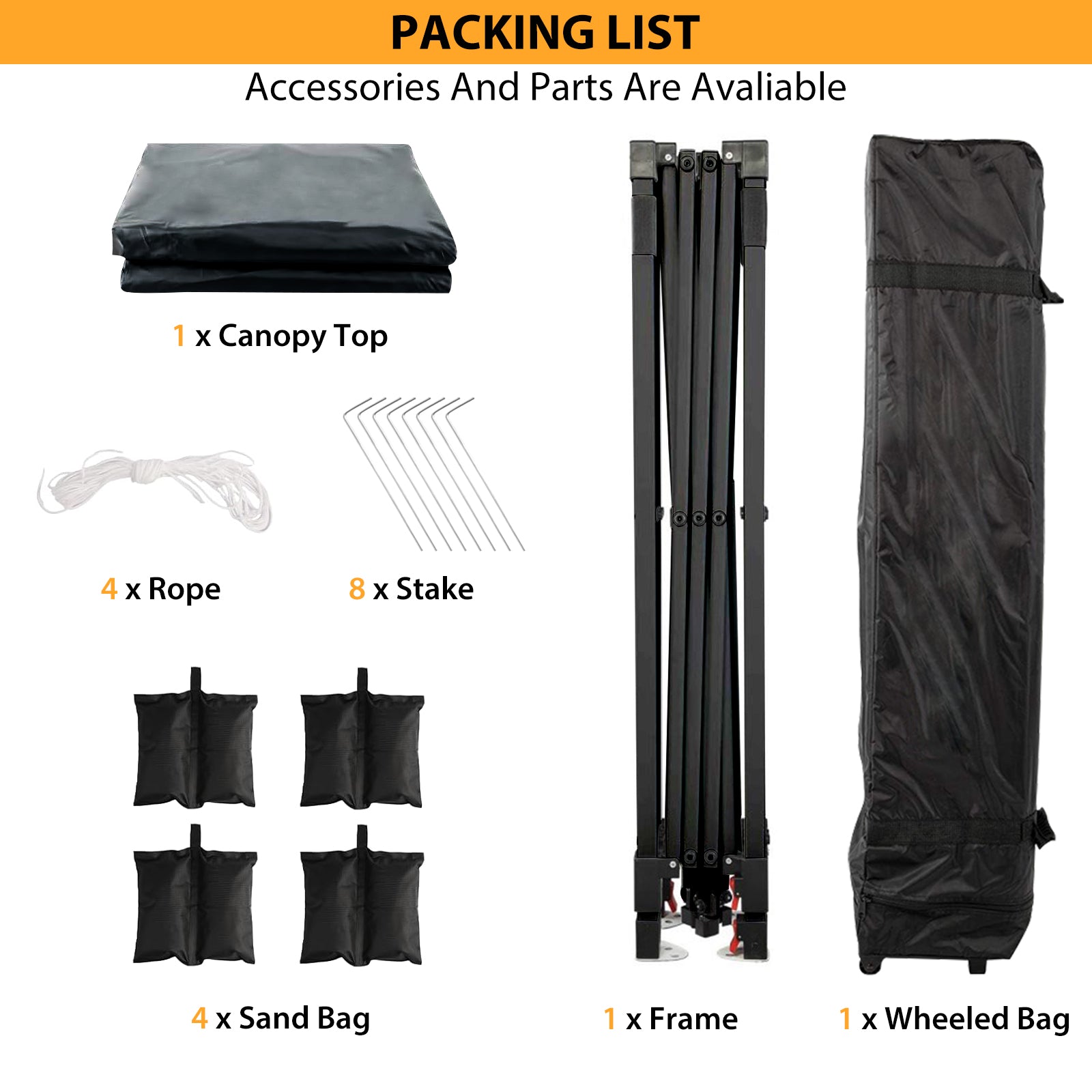 Garvee 10' x 10' Pop Up Canopy Tent, Waterproof UPF50+ Instant Shelter with Roller Bag, Sandbags, Stakes & Ropes for Market, Camping, Party & Patio