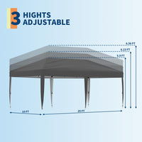Garvee 10'x20' Pop-Up Commercial Canopy Tent, Heavy-Duty Waterproof Shelter with UV Protection, Locking System & Adjustable Legs, Grey
