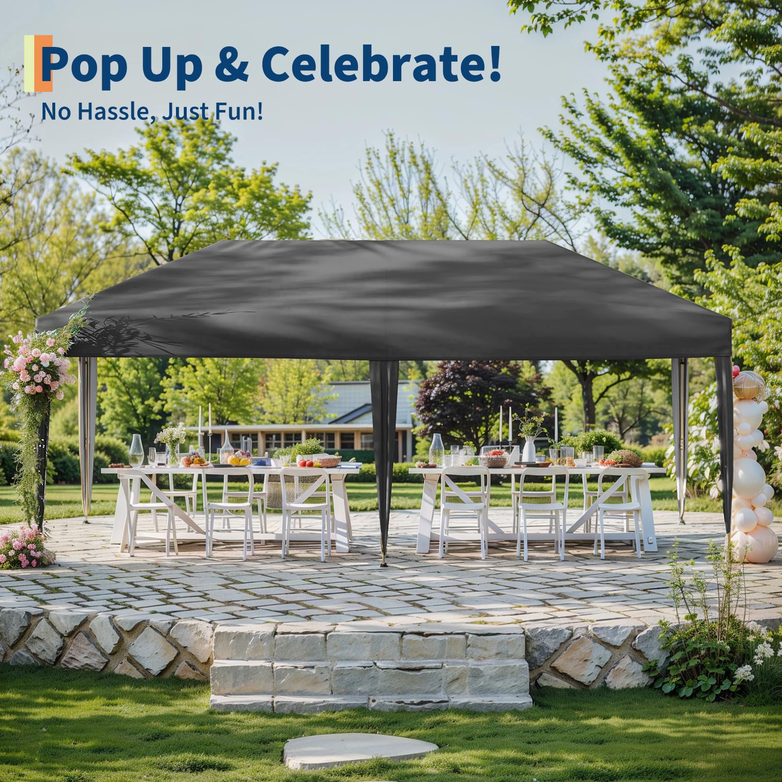 Garvee 10'x20' Pop-Up Commercial Canopy Tent, Heavy-Duty Waterproof Shelter with UV Protection, Locking System & Adjustable Legs, Grey
