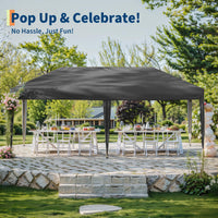 Garvee 10'x20' Pop-Up Commercial Canopy Tent, Heavy-Duty Waterproof Shelter with UV Protection, Locking System & Adjustable Legs, Grey