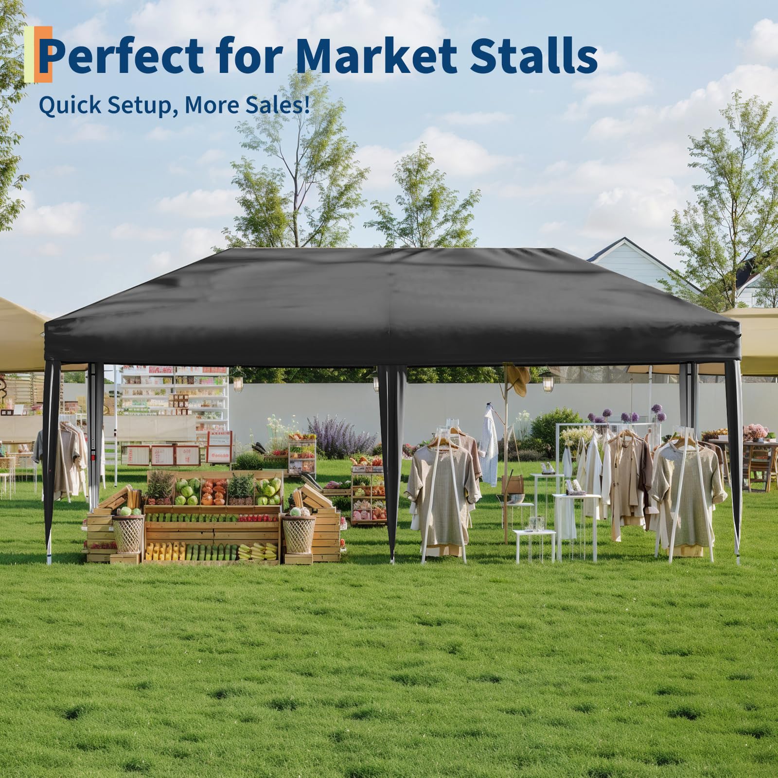 Garvee 10'x20' Pop-Up Commercial Canopy Tent, Heavy-Duty Waterproof Shelter with UV Protection, Locking System & Adjustable Legs, Grey