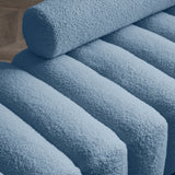 Garvee 53.2" Wide Modern Sherpa Fabric Upholstered 2 Seater Sofa Bench Light Blue One Size