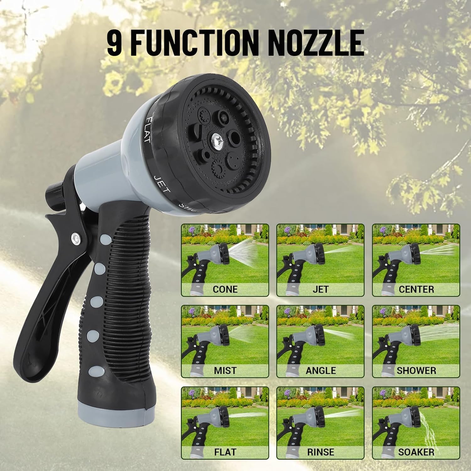Garvee Retractable Garden Hose Reel, 5/8" x 82ft, Wall-Mounted with 180° Swivel Bracket, 9-Pattern Nozzle, Any Length Lock, Auto-Rewind Slow Return System