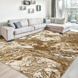 Garvee Abstract Brown 4x6 Washable Rug for Living Room, Contemporary Marble Rug Soft Non Slip Indoor Floor Carpet for Laundry Room Playroom Dining Room Bedroom - Brown