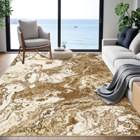 Garvee Abstract Brown 8x10 Rug for Living Room, Machine Washable Rugs Modern Abstract Area Rug Large Bedroom Rug, Soft Luxury Rug Indoor Floor Carpet for Home Office Kitchen Dining