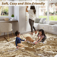 Garvee Abstract Brown 8x10 Rug for Living Room, Machine Washable Rugs Modern Abstract Area Rug Large Bedroom Rug, Soft Luxury Rug Indoor Floor Carpet for Home Office Kitchen Dining