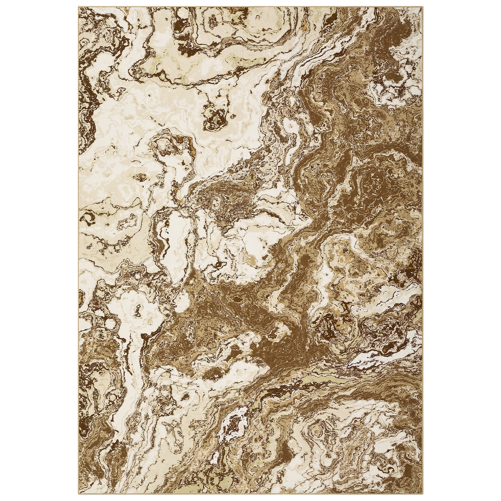 Garvee Abstract Brown 4x6 Washable Rug for Living Room, Contemporary Marble Rug Soft Non Slip Indoor Floor Carpet for Laundry Room Playroom Dining Room Bedroom
