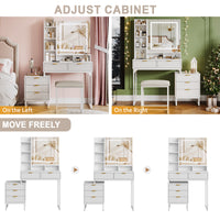 Garvee Chic White Makeup Vanity Desk Set with Mirror and 3-Mode Led Lighting – Features 5 Drawers, – Ideal for Bedroom Decor