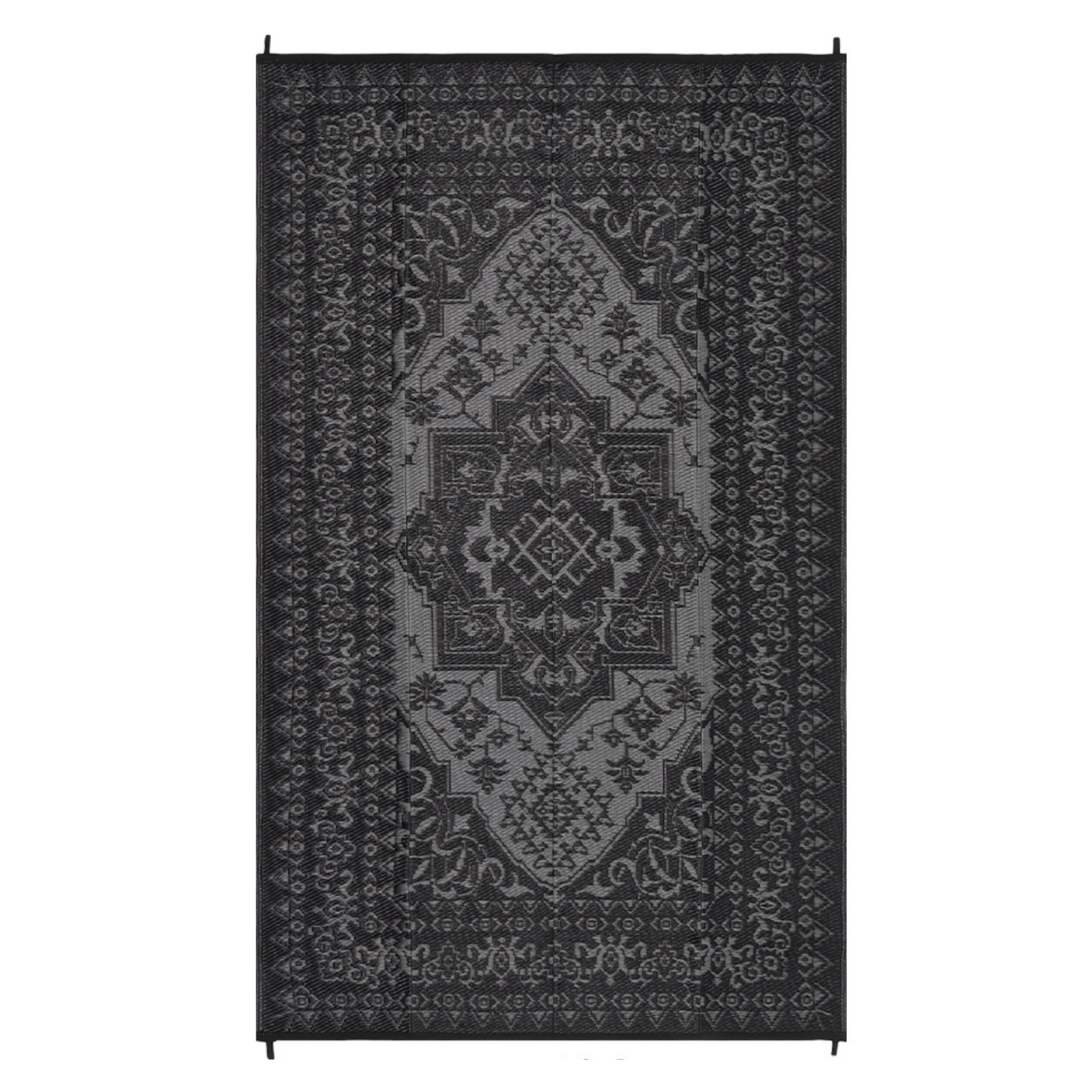 Garvee Reversible Outdoor Plastic Straw Rug 8x10ft – Waterproof, Non-Slip, UV Resistant, Collapsible Area Mat for Patio, Garden, Deck, Camping, Picnic – Easy to Clean, Black and Gray