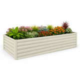Garvee 6' × 3' × 2' Galvanized Raised Garden Bed, 24" Tall 0.5 mm Steel Planter with Open Bottom & X-Brace, Beige - Beige
