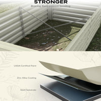 Garvee 8' × 4' × 2' Galvanized Raised Garden Bed, Metal Planter Box with Open Bottom for Vegetables, Herbs & Flowers, Beige