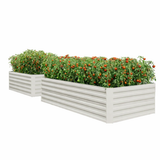 Garvee 2 Pcs 8' X 4' X 2' Galvanized Metal Raised Garden Bed - Deep Root Planter for Vegetables, Flowers, and Herbs - Large Outdoor Planter Box Kit - Beige