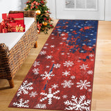 Garvee Christmas Runner Rug 2x6 Hallway Rug Snowflake Xmas Runner Kitchen Rug Washable Rug Non Slip Bath Mat Holiday Decor Distressed Modern Abstract Soft Carpet for Bedroom Laundry 2'x6' Red&Blue - Red & Blue