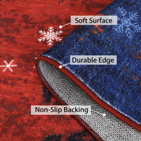 Garvee Washable Rug 8x10 Area Rug for Bedroom Modern Christmas Rug Snowflake Living Room Rug Non Slip Carpet Soft Stain Resistant Large Area Rug for Holiday Dining Room Classroom 8'x10' Red&Blue