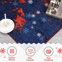 Garvee Christmas Runner Rug 2x6 Hallway Rug Snowflake Xmas Runner Kitchen Rug Washable Rug Non Slip Bath Mat Holiday Decor Distressed Modern Abstract Soft Carpet for Bedroom Laundry 2'x6' Red&Blue