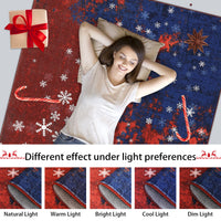 Garvee Christmas Area Rug 5x7 Rug for Living Room Rug Xmas Snowflake Modern Rug for Bedroom Aesthetic Washable Rug Non Slip Carpet Stain Resistant Carpet for Nursery Dining Room 5'x7' Red&Blue