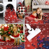 Garvee Christmas Runner Rug 2x6 Hallway Rug Snowflake Xmas Runner Kitchen Rug Washable Rug Non Slip Bath Mat Holiday Decor Distressed Modern Abstract Soft Carpet for Bedroom Laundry 2'x6' Red&Blue