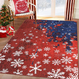 Garvee Washable Rug 8x10 Area Rug for Bedroom Modern Christmas Rug Snowflake Living Room Rug Non Slip Carpet Soft Stain Resistant Large Area Rug for Holiday Dining Room Classroom 8'x10' Red&Blue - Red & Blue