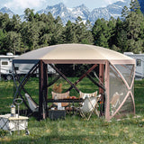 Garvee 12x12 ft Portable Hexagon Pop-Up Gazebo with 6-Sided Canopy - 210D Oxford Fabric Outdoor Shelter for Patio, Backyard & Lawn