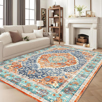 Garvee Red & Blue 5x7 Area Rug - Stain Resistant Washable Rug, Non-Slip Backing, Low Profile, for Living Room, Bedroom, and Dining Room