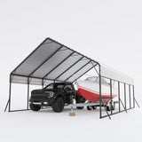 Garvee 20'x25'x13' Heavy-Duty Metal Carport, Extra Tall 2-Car Shelter with Reinforced Steel Frame, All-Weather Protection for Trucks, Boats & RVs - Grey