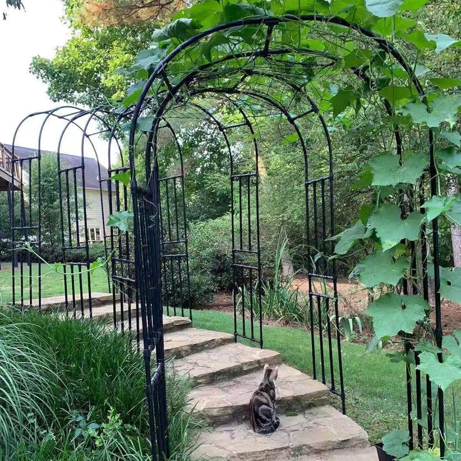 Garvee U-Shape Metal Cucumber Trellis for Raised Beds - Detachable Garden Arch for Climbing Vegetables like Tomato, Squash, Zucchini, Outdoor Use
