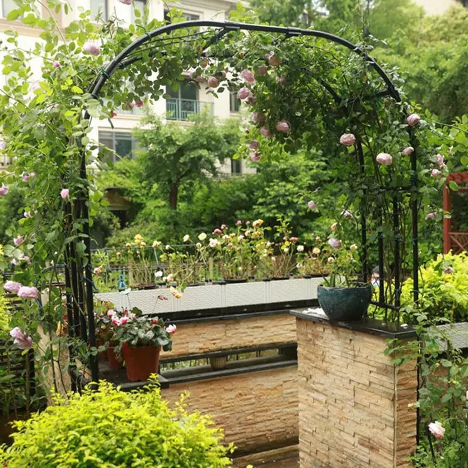 Garvee U-Shape Metal Cucumber Trellis for Raised Beds - Detachable Garden Arch for Climbing Vegetables like Tomato, Squash, Zucchini, Outdoor Use