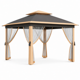 Garvee 11 x 11 ft Pop Up Gazebo Tent with Mosquito Netting, Outdoor Canopy Shelter with Adjustable Height, Water & UV Resistant Patio Gazebo, Easy Setup, Khaki - Khaki
