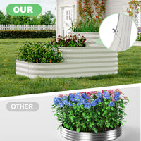 Garvee 3-Tier Galvanized Raised Garden Bed Kit - Modular Planter Box w/Rust-Resistant Steel, Tool-Free Assembly for Vegetables/Herbs, Beige