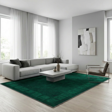 Garvee Large Washable Area Rug 8x10 Modern Distressed Green Floor Carpet Geometric Rug, Bordered Rug, Non Slip Non Shedding Rug, Low Pile Thin Rug, Checked Rug for Bedroom, Living Room