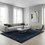 Garvee 5x7 Ft Soft Washable Area Rug Modern Bordered Rug Distressed Geometric Floor Carpet, Non Slip Thin Rug, Checked Rug, Non Shedding Low Pile Rug for Living Room, Bedroom, Blue - Blue