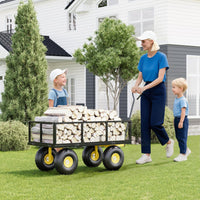 Garvee Heavy Duty Metal Garden Wagon Cart 1400lb Capacity 10" Pneumatic Tires Q235 Steel Powder-Coated 180° Swivel Handle Lawn Yard Patio
