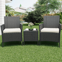 Garvee Patio Porch Furniture Sets 3 Pieces PE Rattan Wicker Chairs with Table Outdoor Garden Furniture Sets