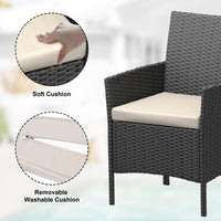 Garvee Patio Porch Furniture Sets 3 Pieces PE Rattan Wicker Chairs with Table Outdoor Garden Furniture Sets