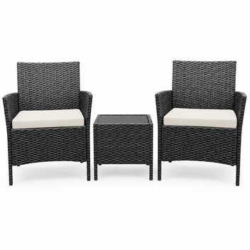Garvee Patio Porch Furniture Sets 3 Pieces PE Rattan Wicker Chairs with Table Outdoor Garden Furniture Sets