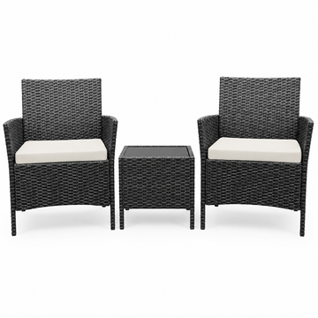 Garvee Patio Porch Furniture Sets 3 Pieces PE Rattan Wicker Chairs with Table Outdoor Garden Furniture Sets