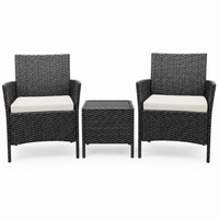 Garvee Patio Porch Furniture Sets 3 Pieces PE Rattan Wicker Chairs with Table Outdoor Garden Furniture Sets
