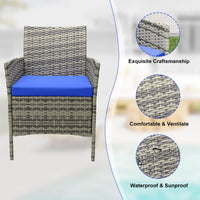 Garvee Patio Porch Furniture Sets 3 Pieces PE Rattan Wicker Chairs with Table Outdoor Garden Furniture Sets