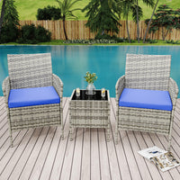 Garvee Patio Porch Furniture Sets 3 Pieces PE Rattan Wicker Chairs with Table Outdoor Garden Furniture Sets