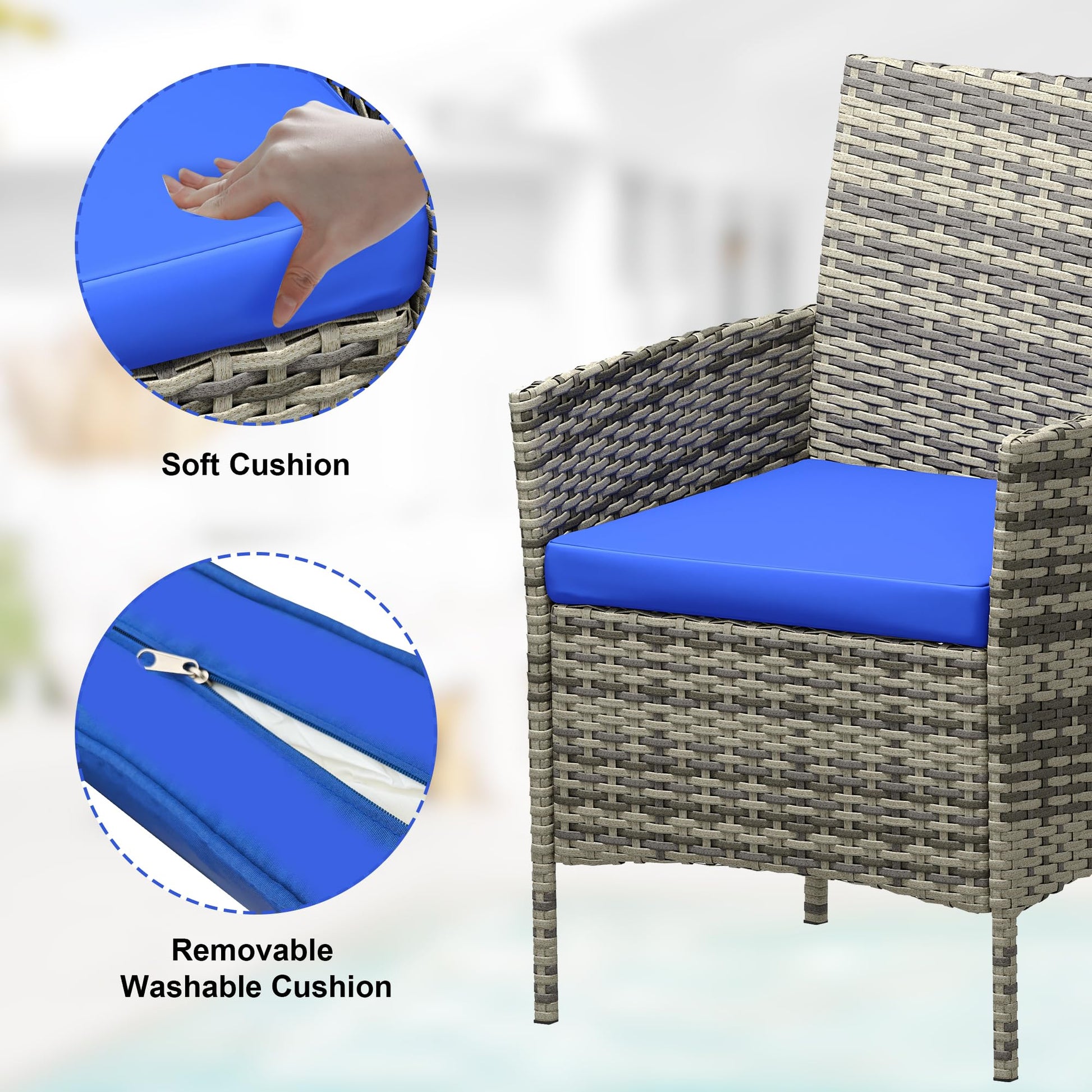 Garvee Patio Porch Furniture Sets 3 Pieces PE Rattan Wicker Chairs with Table Outdoor Garden Furniture Sets