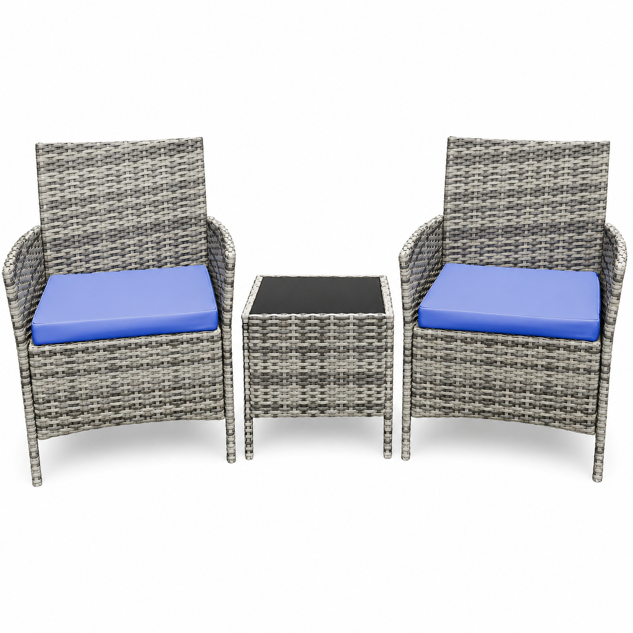 Garvee Patio Porch Furniture Sets 3 Pieces PE Rattan Wicker Chairs with Table Outdoor Garden Furniture Sets