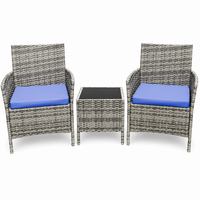 Garvee Patio Porch Furniture Sets 3 Pieces PE Rattan Wicker Chairs with Table Outdoor Garden Furniture Sets