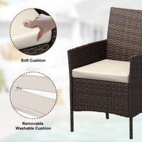 Garvee Patio Porch Furniture Sets 3 Pieces PE Rattan Wicker Chairs with Table Outdoor Garden Furniture Sets