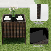 Garvee Patio Porch Furniture Sets 3 Pieces PE Rattan Wicker Chairs with Table Outdoor Garden Furniture Sets