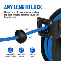 Garvee Retractable Air Hose Reel 3/8"x25ft Hybrid Hose Auto Rewind 180° Mount Steel Workshop Garage