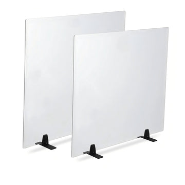 Garvee Tempered Glass Fireplace Screen - 26" x 36", Clear Glass, Metal Black Base