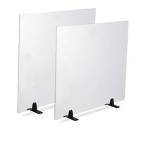 Garvee Tempered Glass Fireplace Screen - 26" x 36", Clear Glass, Metal Black Base