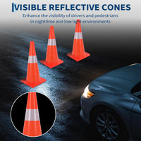 Garvee 18 in Traffic Cones, 6 Pack with Reflective Collars and PVC Base, Stackable Foldable Road Safety Cones for Parking, Construction, Sports Training, Event Control, Orange